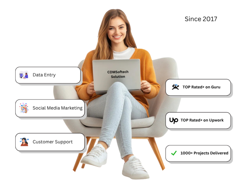 CDM Softech Solution logo representing professional data entry services, digital marketing, and virtual assistance services