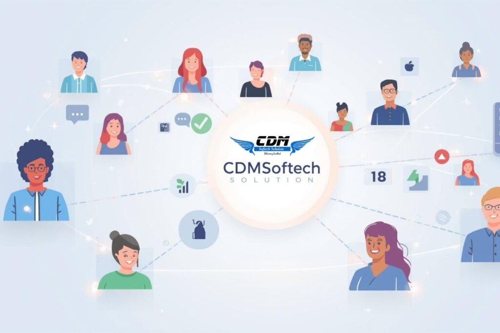 An illustration of social media engagement, representing social media services in India